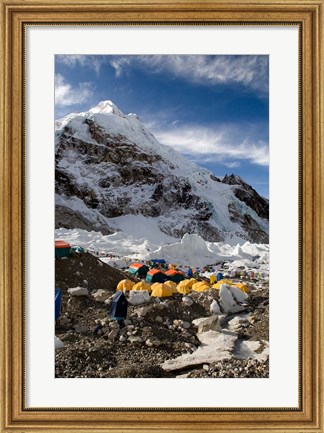 Framed Tents Scattered along Khumbu Glacier,  Mt Everest, Nepal Print
