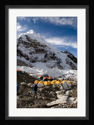 Framed Tents Scattered along Khumbu Glacier,  Mt Everest, Nepal Print