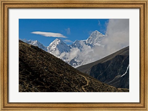 Framed Everest Base Camp Trail snakes along the Khumbu Valley, Nepal Print