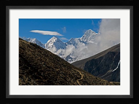 Framed Everest Base Camp Trail snakes along the Khumbu Valley, Nepal Print