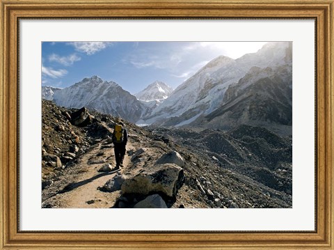 Framed trekker on the Everest Base Camp Trail, Nepal Print