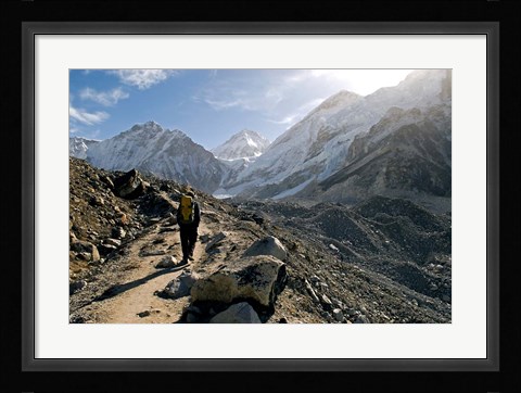 Framed trekker on the Everest Base Camp Trail, Nepal Print