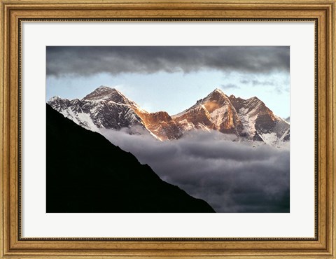 Framed Nepal, Sagarmatha NP, Mt Everest, Lotse and Nuptse Print