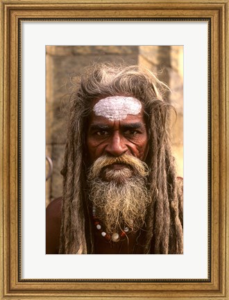 Framed Close-up of Religious Man in Kathmandu, Nepal Print