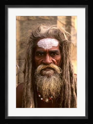 Framed Close-up of Religious Man in Kathmandu, Nepal Print