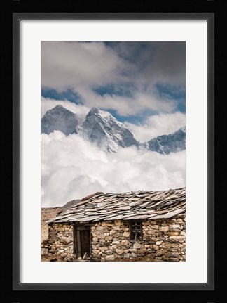 Framed Stone hut, Khumbu Valley, Nepal Print