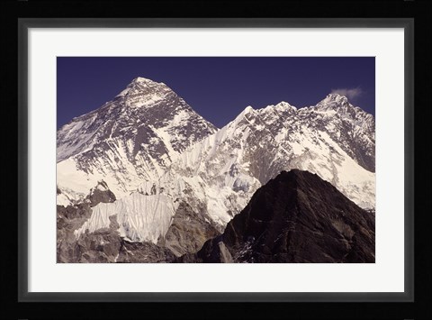 Framed Mt. Everest seen from Gokyo Valley, Sagarnatha National Park, Nepal. Print