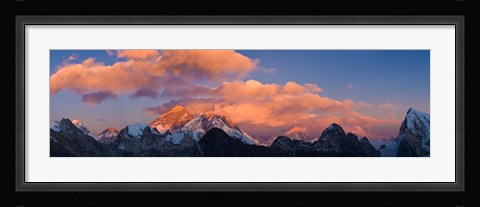 Framed Snowcapped Mountain Peaks, Mt Everest Print