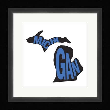Framed Michigan Letters Print