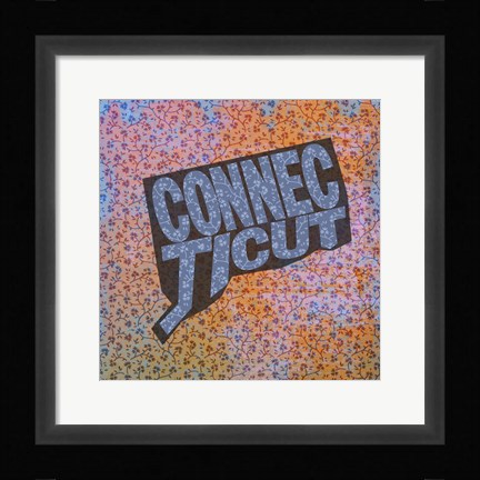 Framed Connecticut on Pattern Print