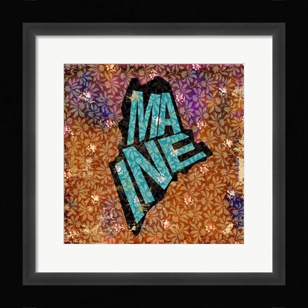 Framed Maine on Pattern Print