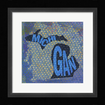 Framed Michigan on Pattern Print