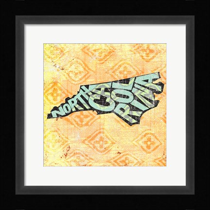 Framed North Carolina on Pattern Print