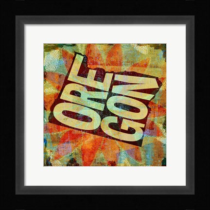 Framed Oregon on Pattern Print