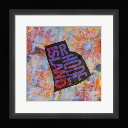 Framed Rhode Island on Pattern Print