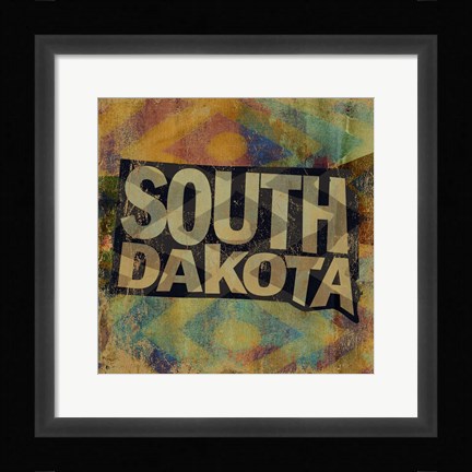 Framed South Dakota on Pattern Print