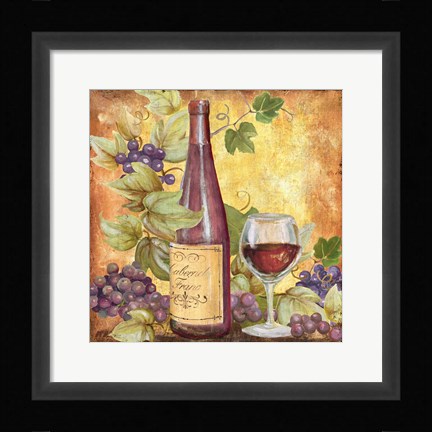 Framed Grapevine &amp; Wine Red Print