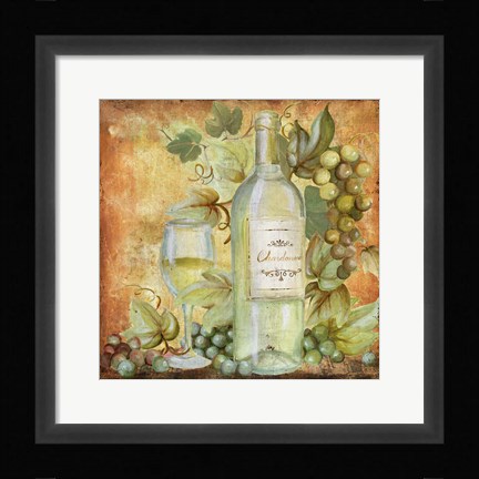 Framed Grapevine &amp; Wine White Print
