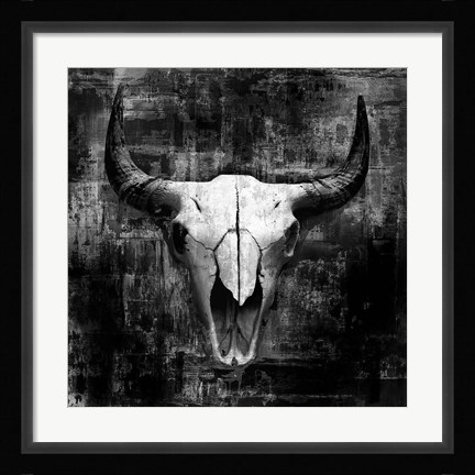 Framed Black Cowskull Print