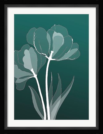 Framed X-ray Flowers Green Print