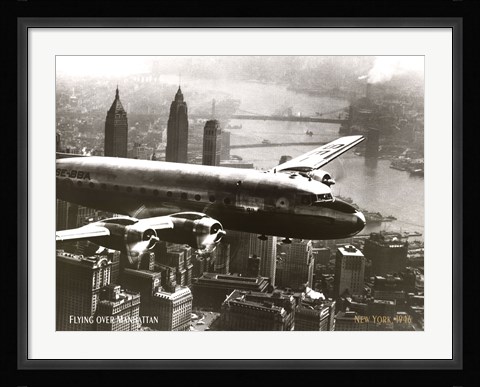 Framed Flying Over Manhattan NYC Print