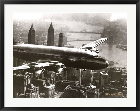 Framed Flying Over Manhattan NYC Print