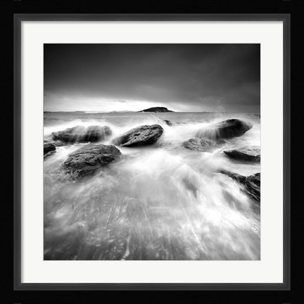 Framed Waves on Rocks 1 Print