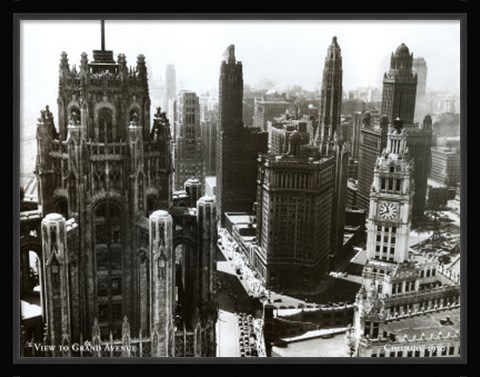 Framed View to Grand Ave Chicago '30 Print