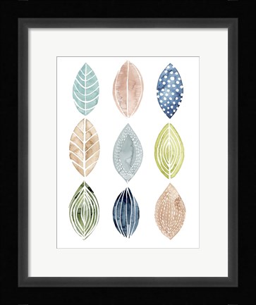 Framed Patterned Leaves II Print