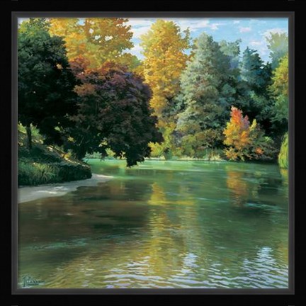 Framed Adriano Galasso - Scorcio Sul Fiume Size 35.5x35.5 Print