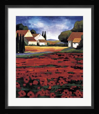 Framed Poppy Field I Print