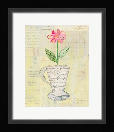 Framed Teacup Floral II on Print Print