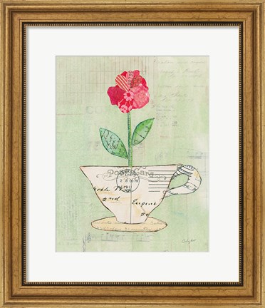 Framed Teacup Floral I on Print Print
