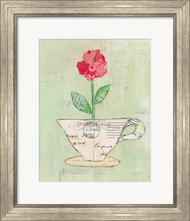 Framed Teacup Floral I on Print Print