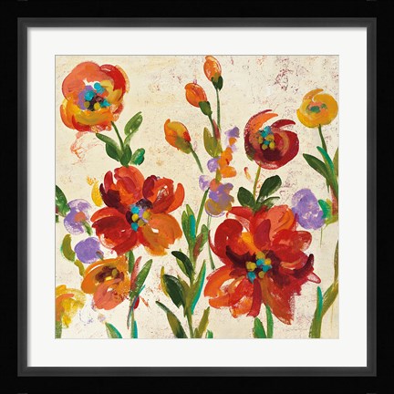 Framed July in the Garden II Cream Print