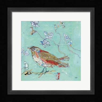 Framed Aqua Bird Print