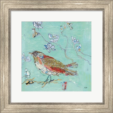 Framed Aqua Bird Print