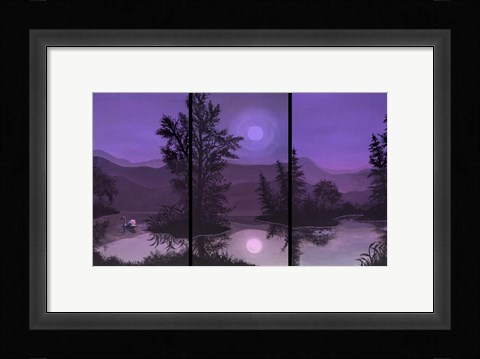 Framed Swan Lake In Pink And Purple Print
