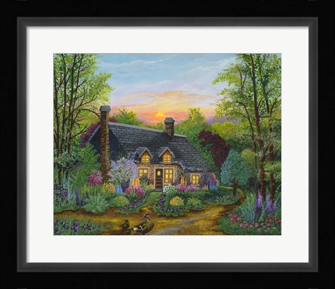 Framed Sunset Cottage Print
