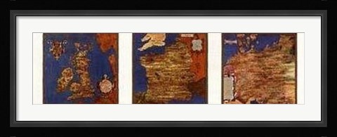 Framed Map U.K.-France-Germany Triptych Print