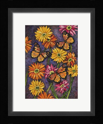 Framed Monarch &amp; Gerba Daisies Print