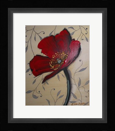 Framed Single Red Poppy Print