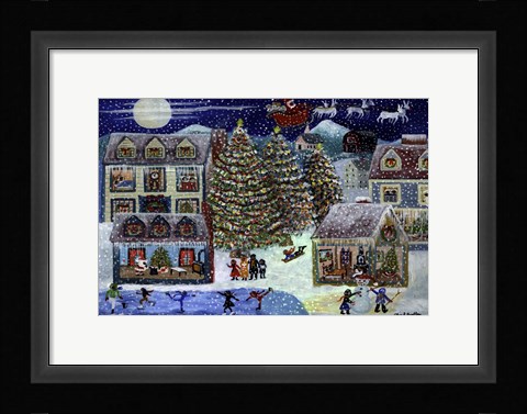Framed Christmas Eve Santa In House Print