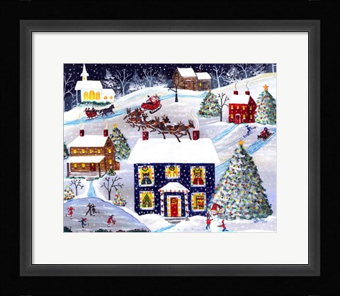 Framed Santa Reindeer Christmas Eve Print