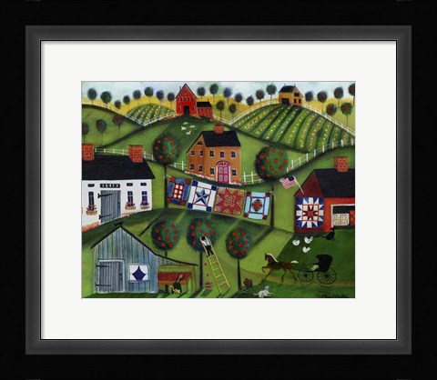 Framed Amish Folk Art Quilts Print