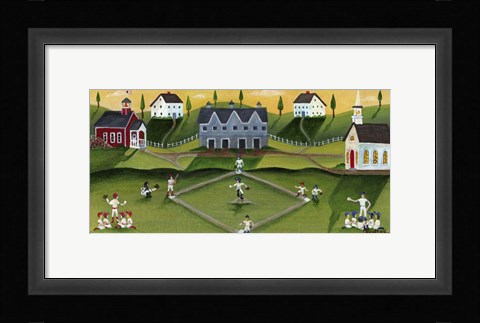 Framed Baseball Game School Church Village Print