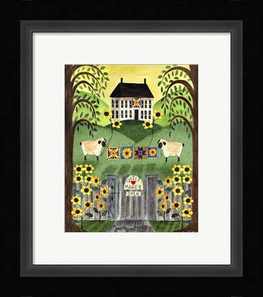 Framed 2 Sheep Quilt House Print
