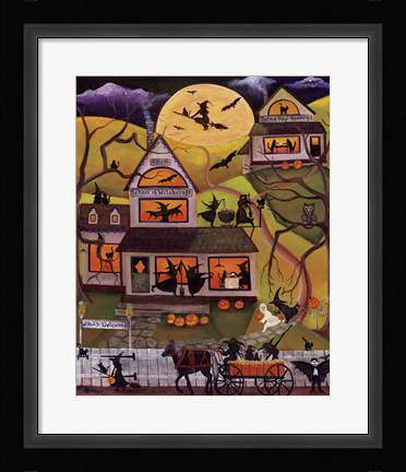 Framed Halloween School of Witchcraft Print