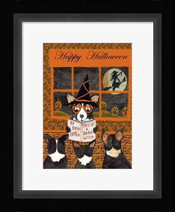 Framed Halloween Tail of Dogie Witch Print