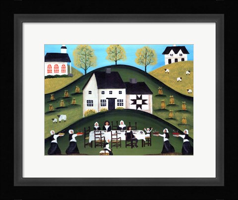 Framed Pilgrim Thanksgiving Dinner Print